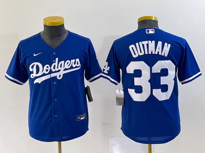 Youth Los Angeles Dodgers #33 James Outman Blue Cool Base Stitched Jersey